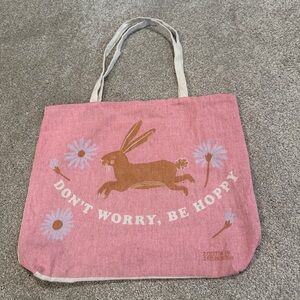 Cotton On Foundation Reusable Tote Bunny Rabbit Flowers Don’t Worry Be Hoppy Bag